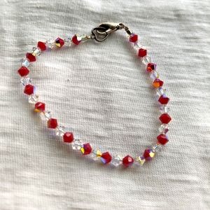 Red and white Swarovski crystal bracelet